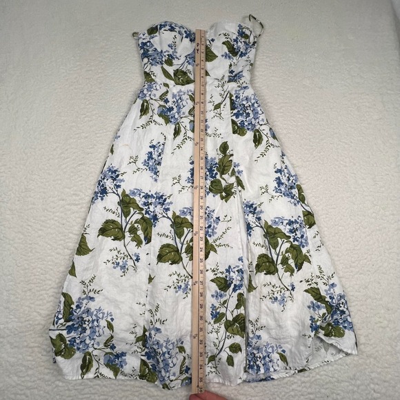 Reformation Kieryn Linen A Line Dress Sz 2 Sleeveless Floral Boho Blue White - Picture 12 of 14
